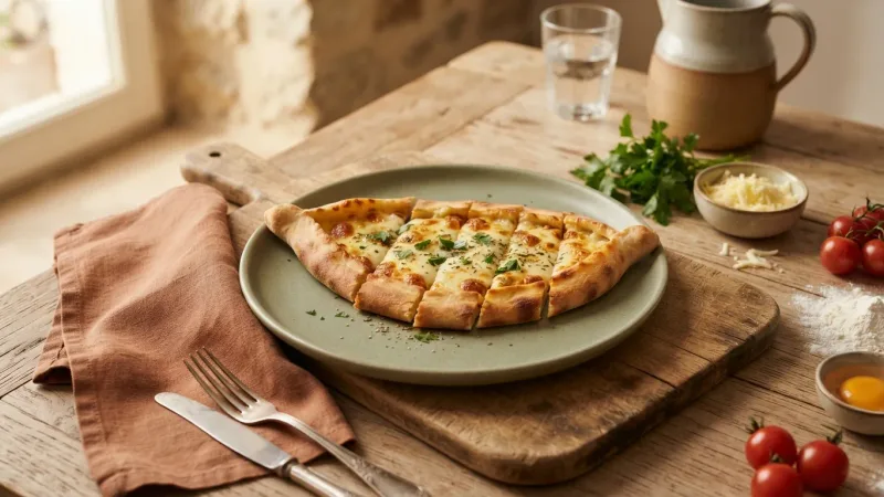 Kaşarlı Pide — Goldenes Käse-Schiffchen mit schmelzendem Kaşar & pochiertem Eigelb