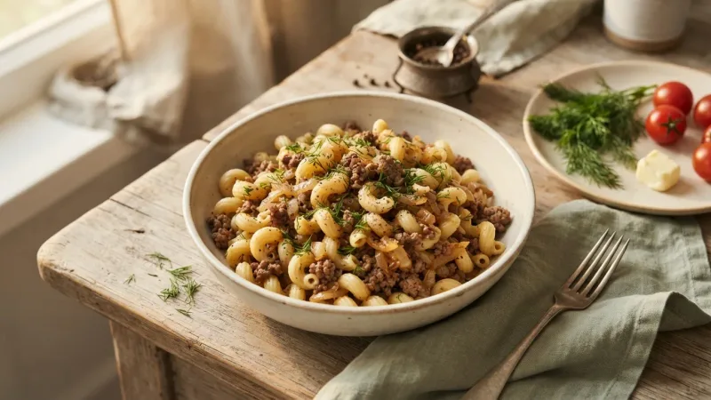 Makaroni po-flotski – Nudeln nach Marinesart