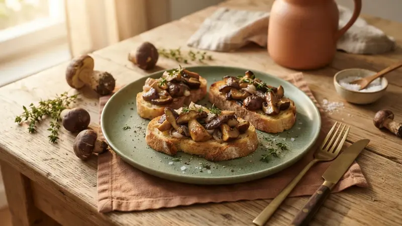 Maronenröhrling-Bruschetta mit Thymian