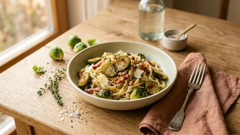 Rosenkohl-Bacon-Pasta