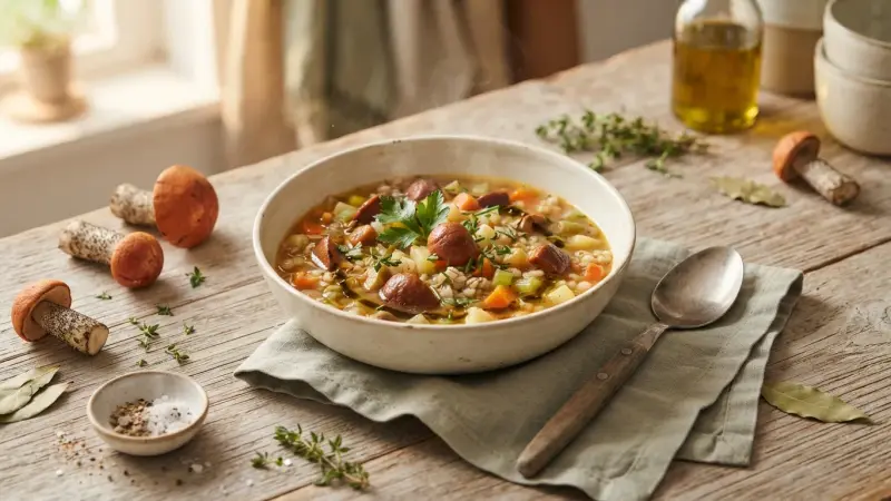 Rotkappen-Graupensuppe