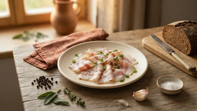 Hausgemachtes Salo mit Knoblauch — Der edle gesalzene Rückenspeck