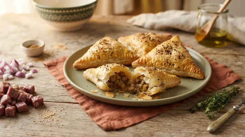 Samsa — Knusprige Blätterteigtaschen mit Lammfleisch & Kreuzkümmel