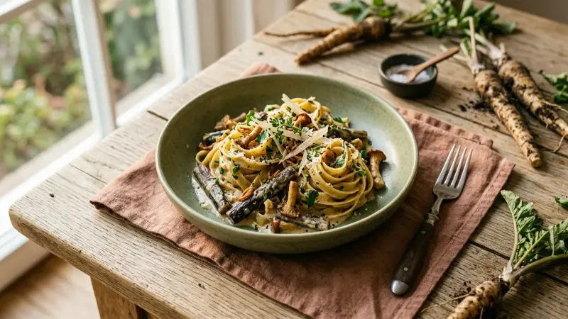 Schwarzwurzel-Tagliatelle