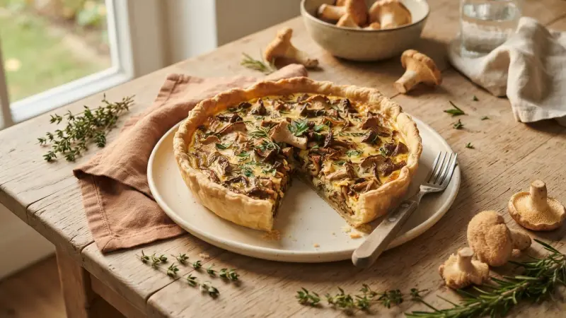 Waldpilz-Quiche mit Semmelstoppelpilzen
