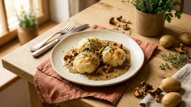 Strudla — Wolgadeutsche Dampfnudel-Schnecken auf Sauerkraut & Schweinebauch