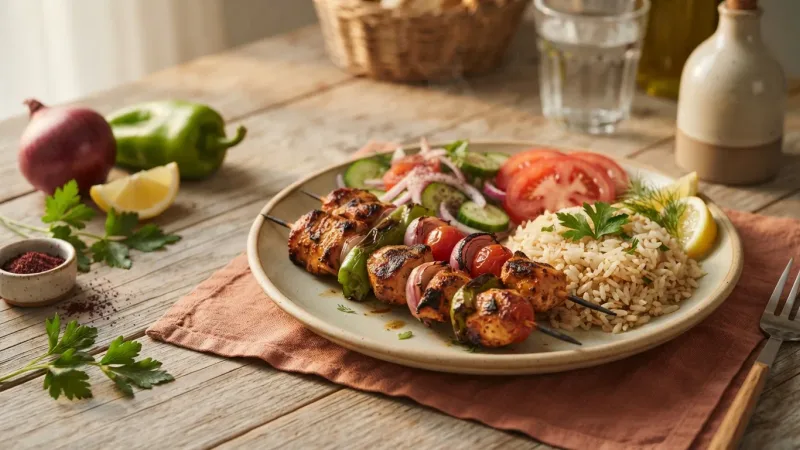 Tavuk Şiş — Zart marinierte Hähnchenspieße mit Joghurt, Biber Salçası & Knoblauch