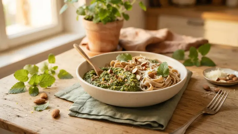 Zitronenmelisse-Pesto mit Mandeln