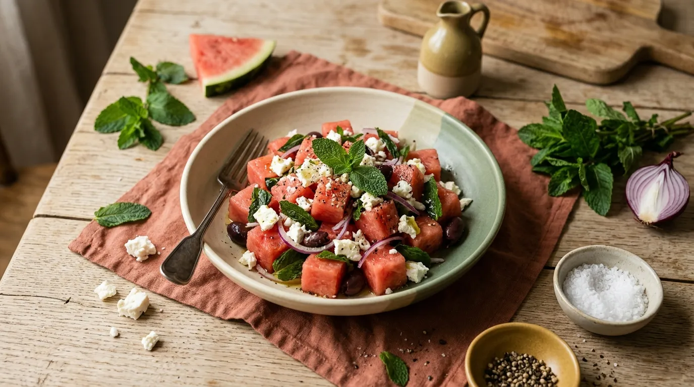 Wassermelonen-Feta-Salat mit Minze