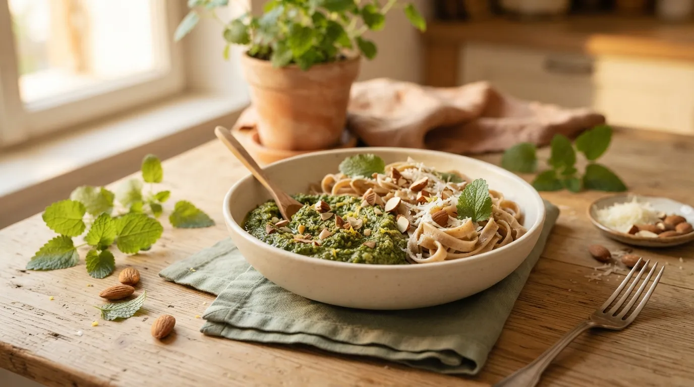 Zitronenmelisse-Pesto mit Mandeln